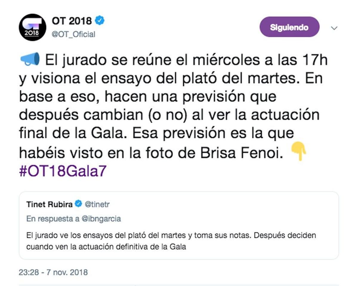 El Twitter de OT intenta dar explicaciones