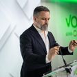 El presidente de VOX, Santiago Abascal, durante una rueda de prensa, en la sede VOX, a 14 de julio de 2025, en Madrid (España).