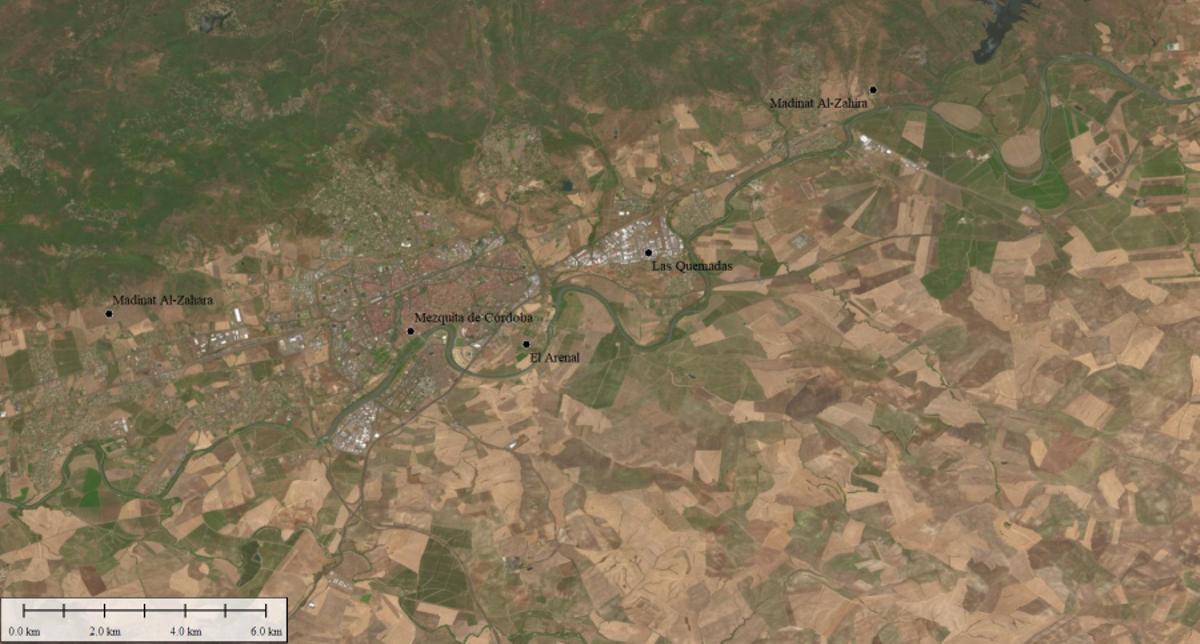 La posible ubicación de Madinat al Zāhira en el extremo este de Córdoba