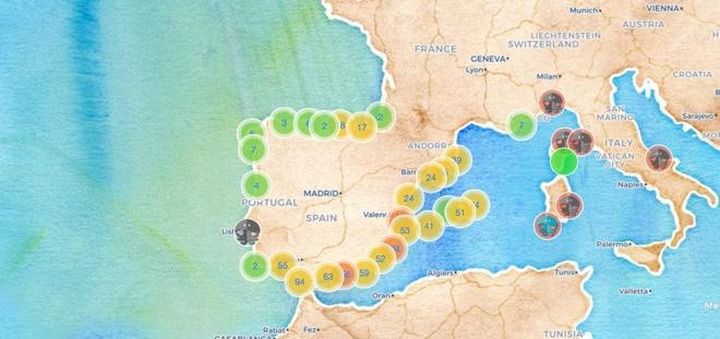 Mapa de medusas en España