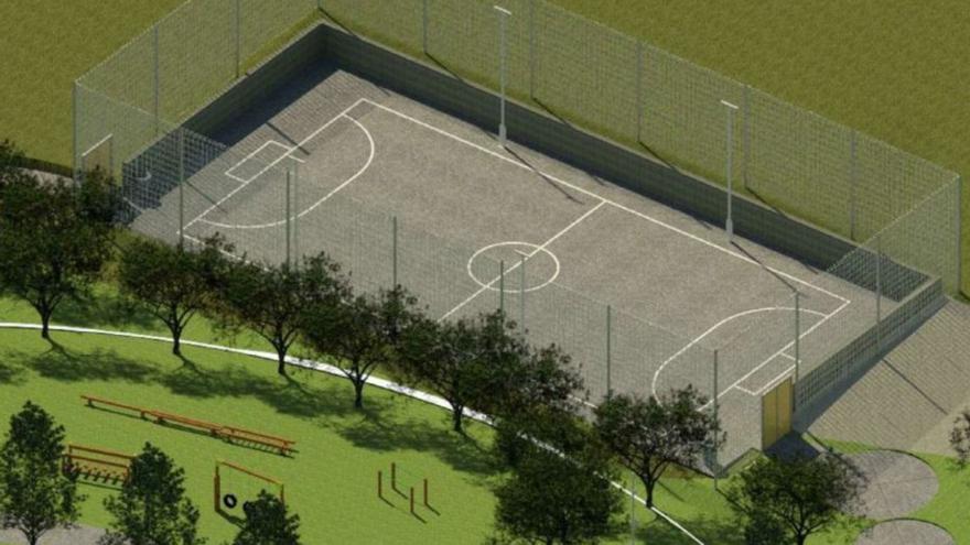 Recreación virtual de la pista deportiva del parque central. |   // LA OPINIÓN