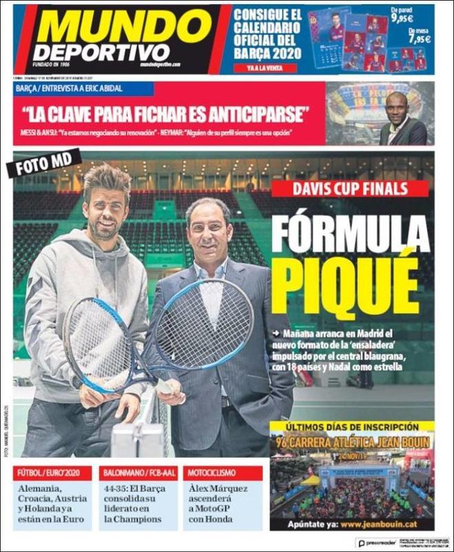 La portada de Mundo Deportivo del 17 de noviembre