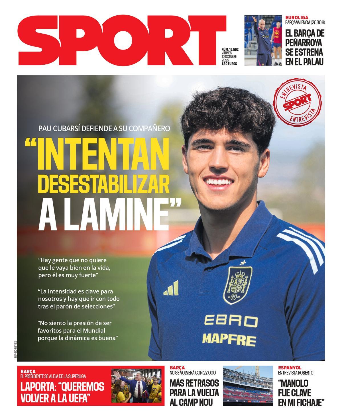 Esta es la portada de SPORT de hoy viernes, 10 de octubre de 2025