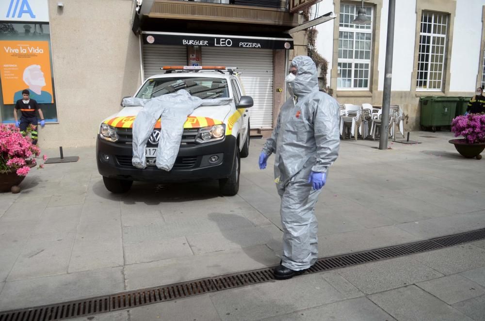 Medidas coronavirus en Caldas: tareas de limpieza en el entorno de la residencia en cuarentena