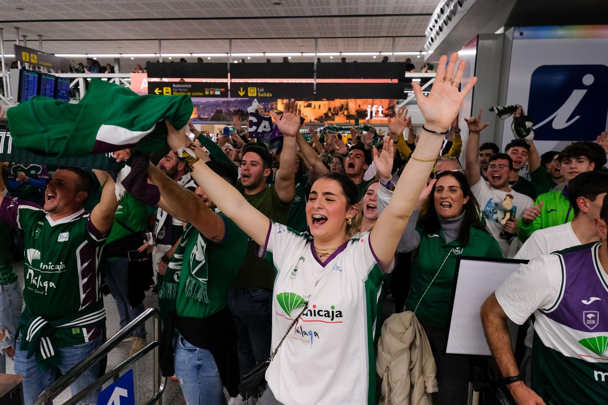 La llegada del Unicaja al aeropuerto de Málaga tras ganar la Copa del Rey