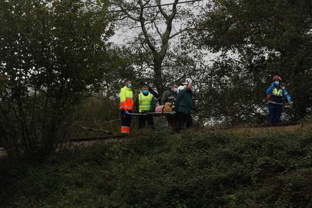 Descarrila un tren entre Soto y Pravia por un desprendimiento de tierras