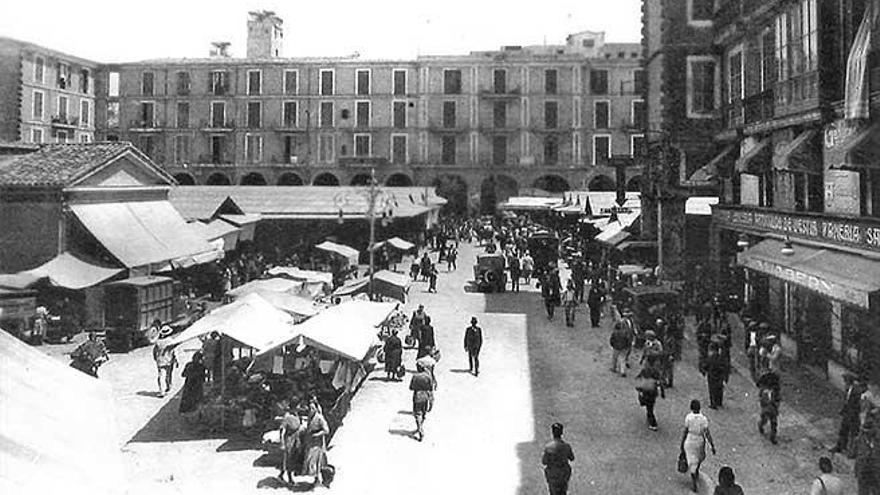 Palomas y gallos en la plaza Major