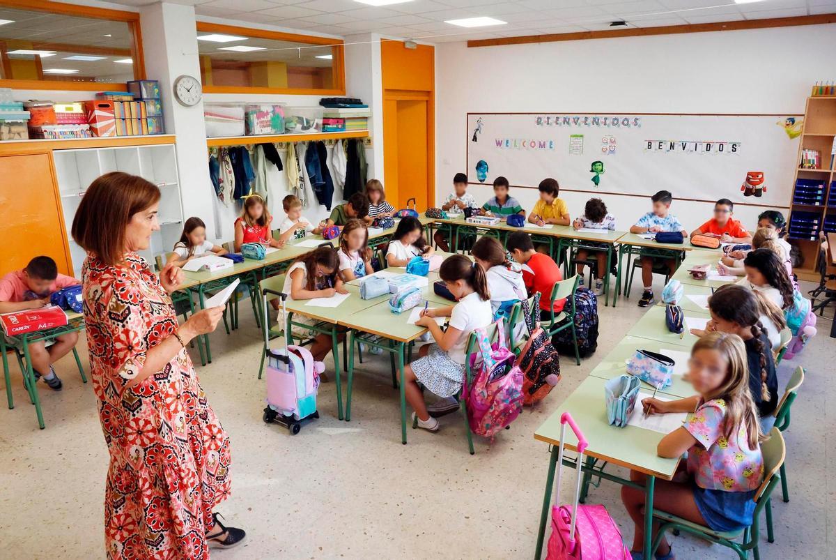 Primer día de clase en un colegio de Vigo.
