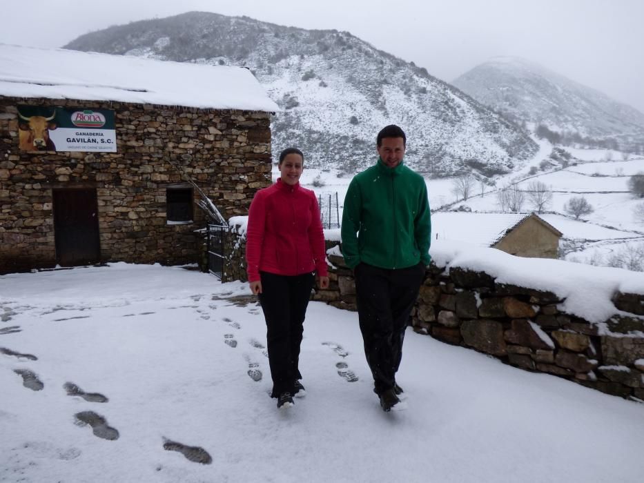 Primera nevada de la primavera o última del invierno en Genestoso, Cangas del Narcea