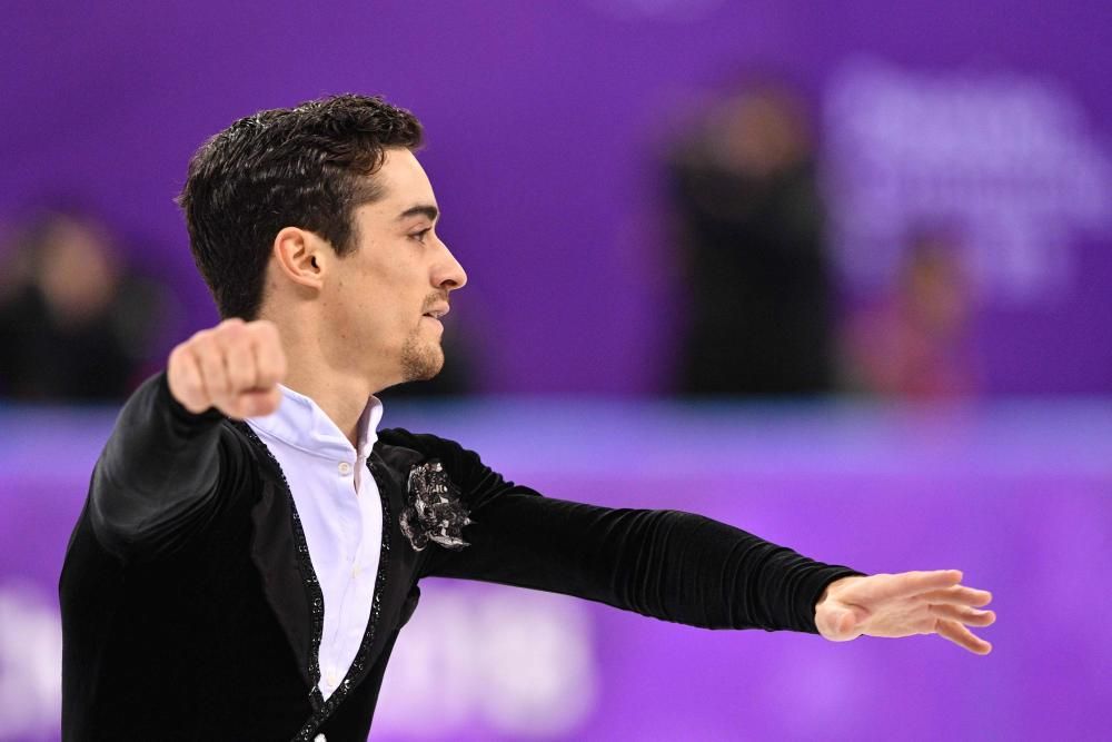 El patinador español Javier Fernández, durante el programa corto en los Juegos de Invierno, en el que ha acabado segundo.