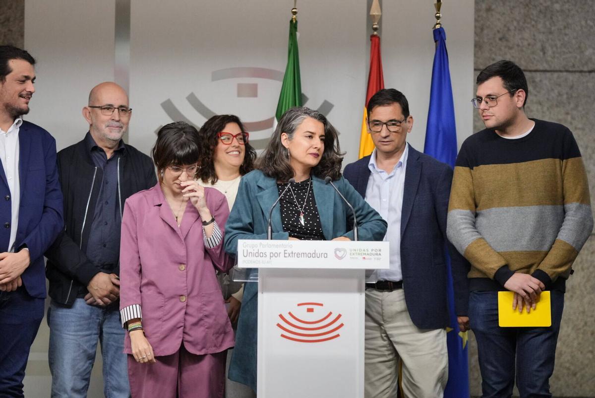 La portavoz de Unidas por Extremadura, Irene de Miguel, este martes.