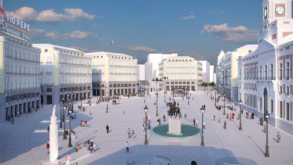 Simulación de cómo quedará la Puerta del Sol de Madrid tras su remodelación