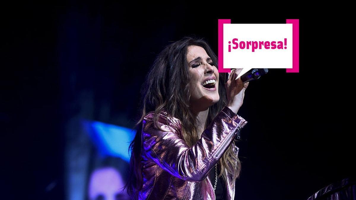 Malú cantando, con bocadillo: "¡Sorpresa!"