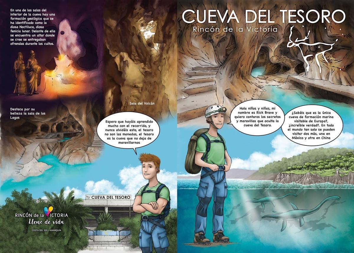El cómic se repartirá entre los niños que visite esta Semana Santa la Cueva del Tesoro.