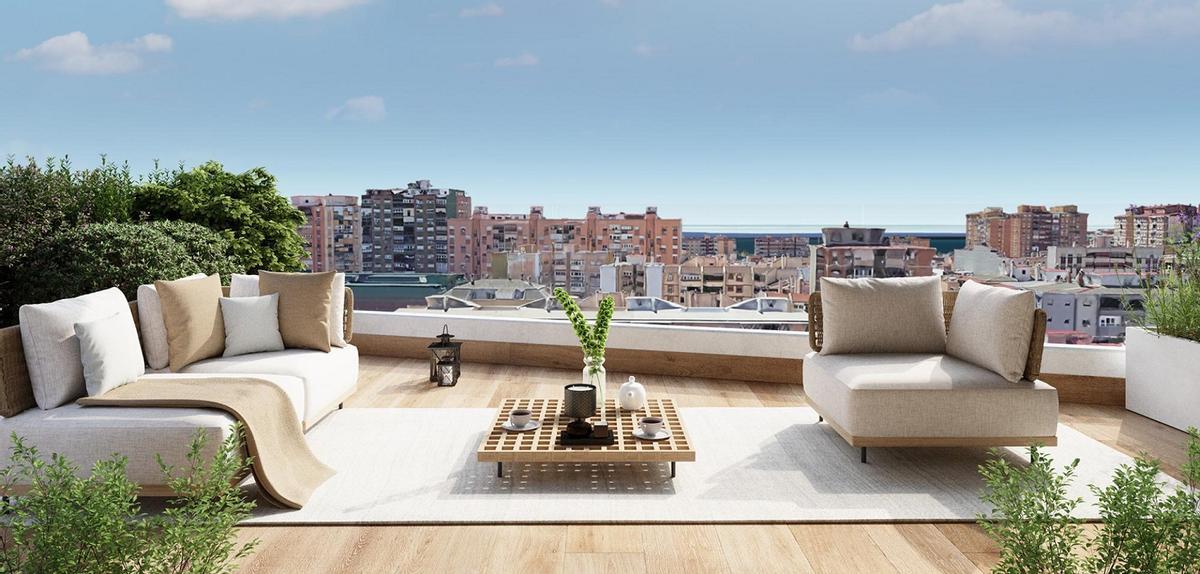 Una imagen recreada de una terraza de ático en la futura promoción de Amenabar.