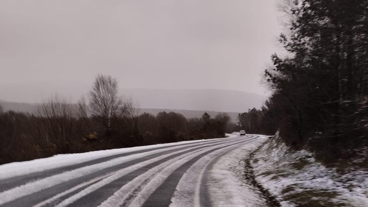 Nevada en el interior de la provincia de Pontevedra.