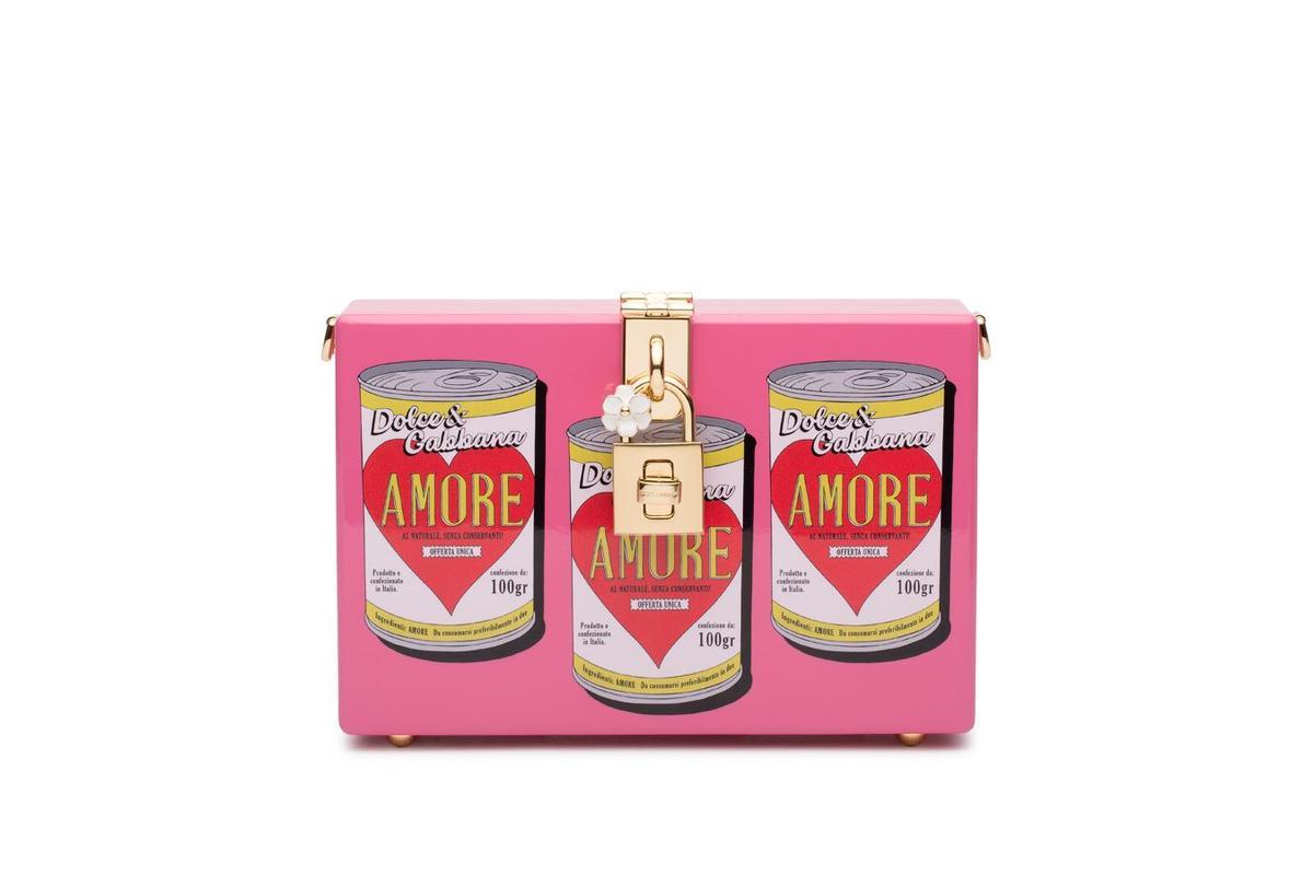 Accesorios de Dolce &amp; Gabbana para San Valentín: bolso caja con estampado de latas