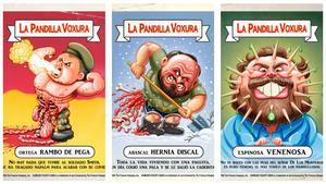 Tres de los cromos de la ’Pandilla Voxura’ de ’El Jueves’. 