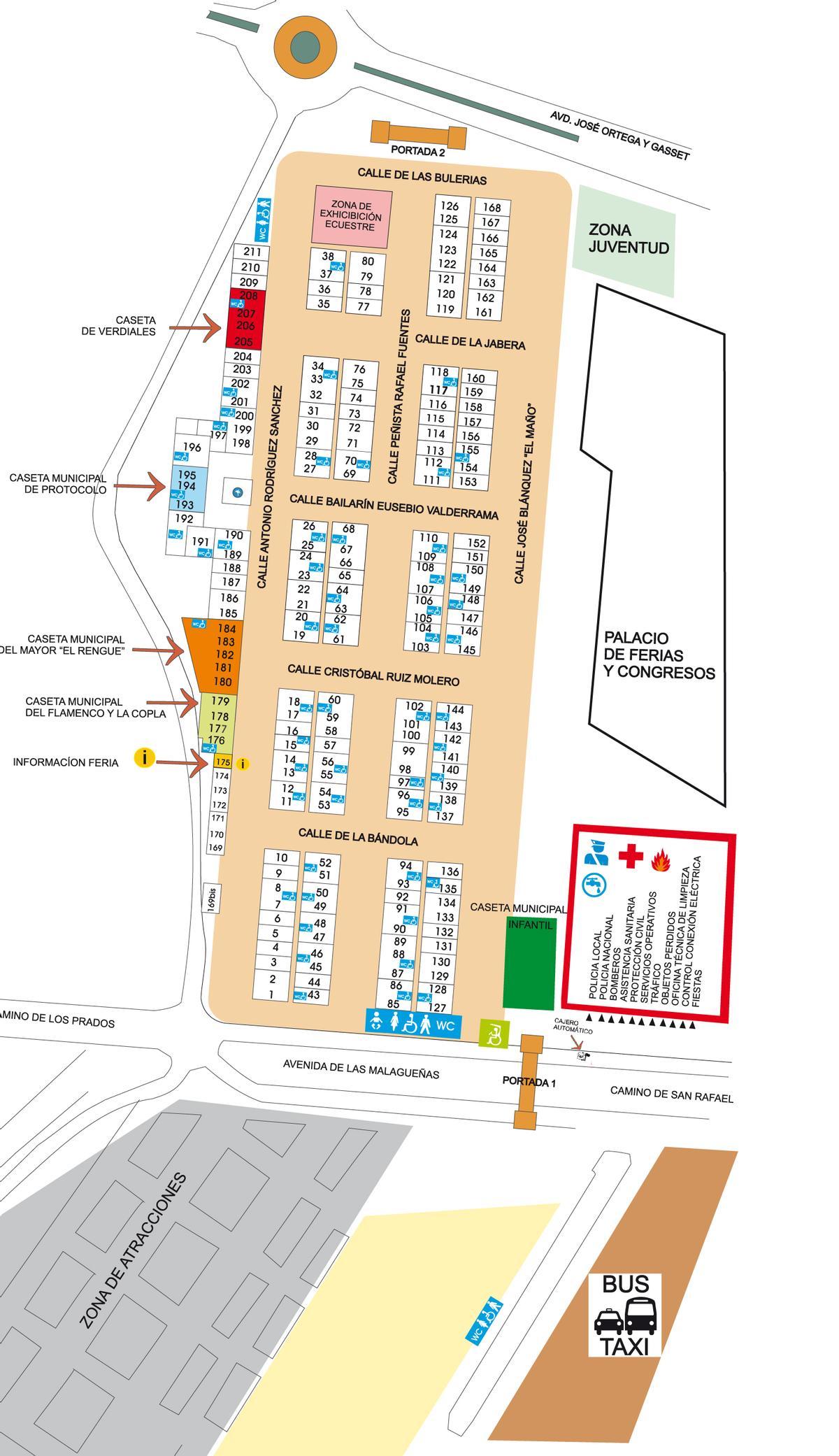 Plano del recinto ferial del Cortijo de Torres.