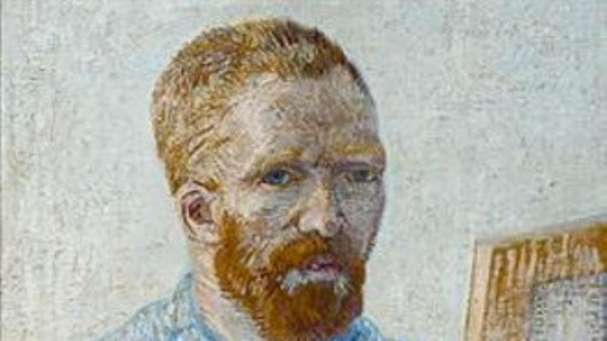 A la izquierda, 'Autorretrato con paleta', de Van Gogh.  A la derecha, 'Autorretrato con paleta', de Picasso