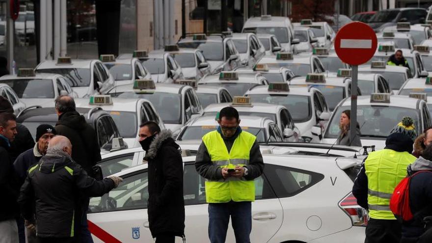 Una protesta de taxistas en Madrid.