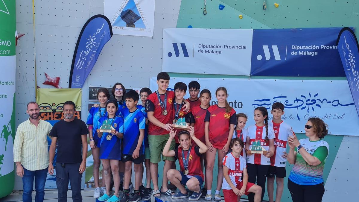 Podio del Campeonato de Andalucía de escalada.