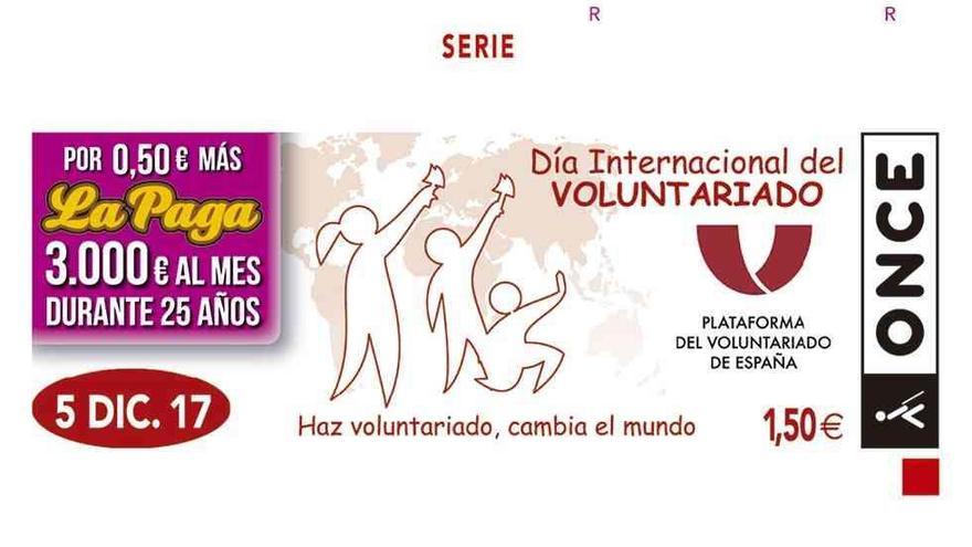 El cupón del sorteo del martes estaba desdicado al Día Internacional del Voluntariado.