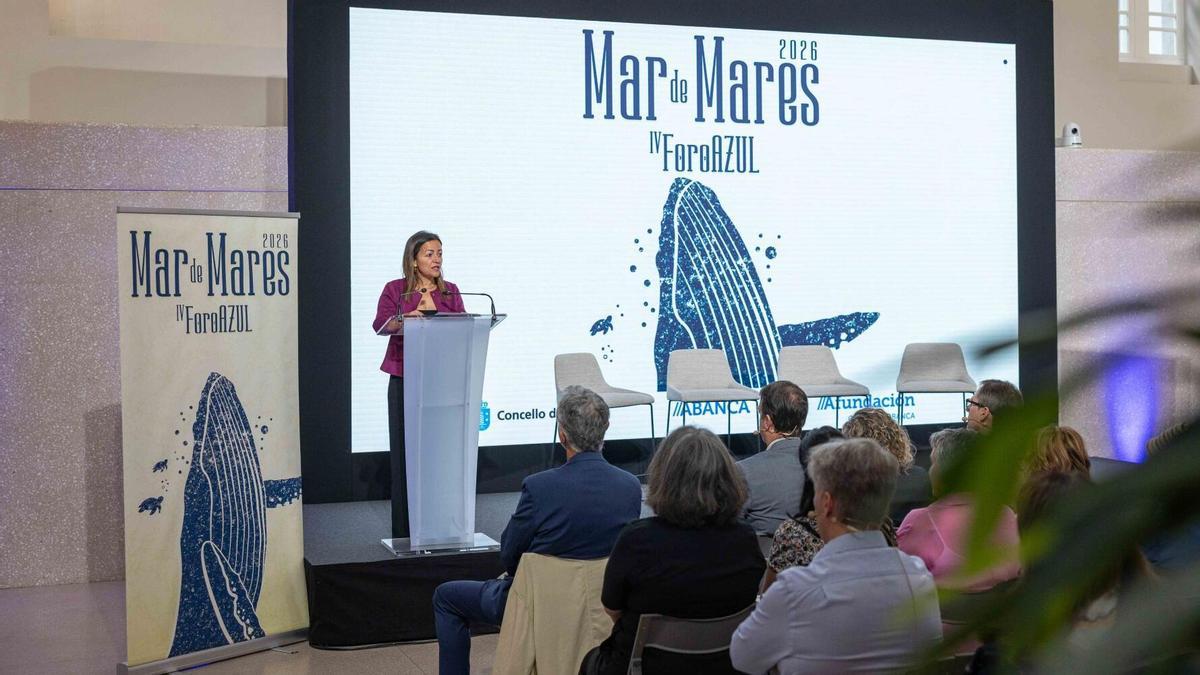 La conselleira do Mar, Marta Villaverde, en el IV Foro Azul del Festival Mar de Mares, en A Coruña.