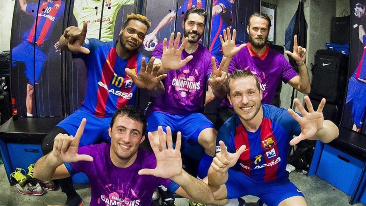 Los cinco jugadores del Barça que celebraron la séptima Liga seguida