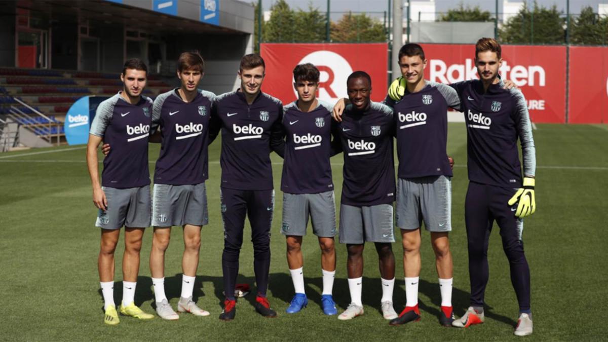 Los siete protagonistas del filial en el entrenamiento de Valverde
