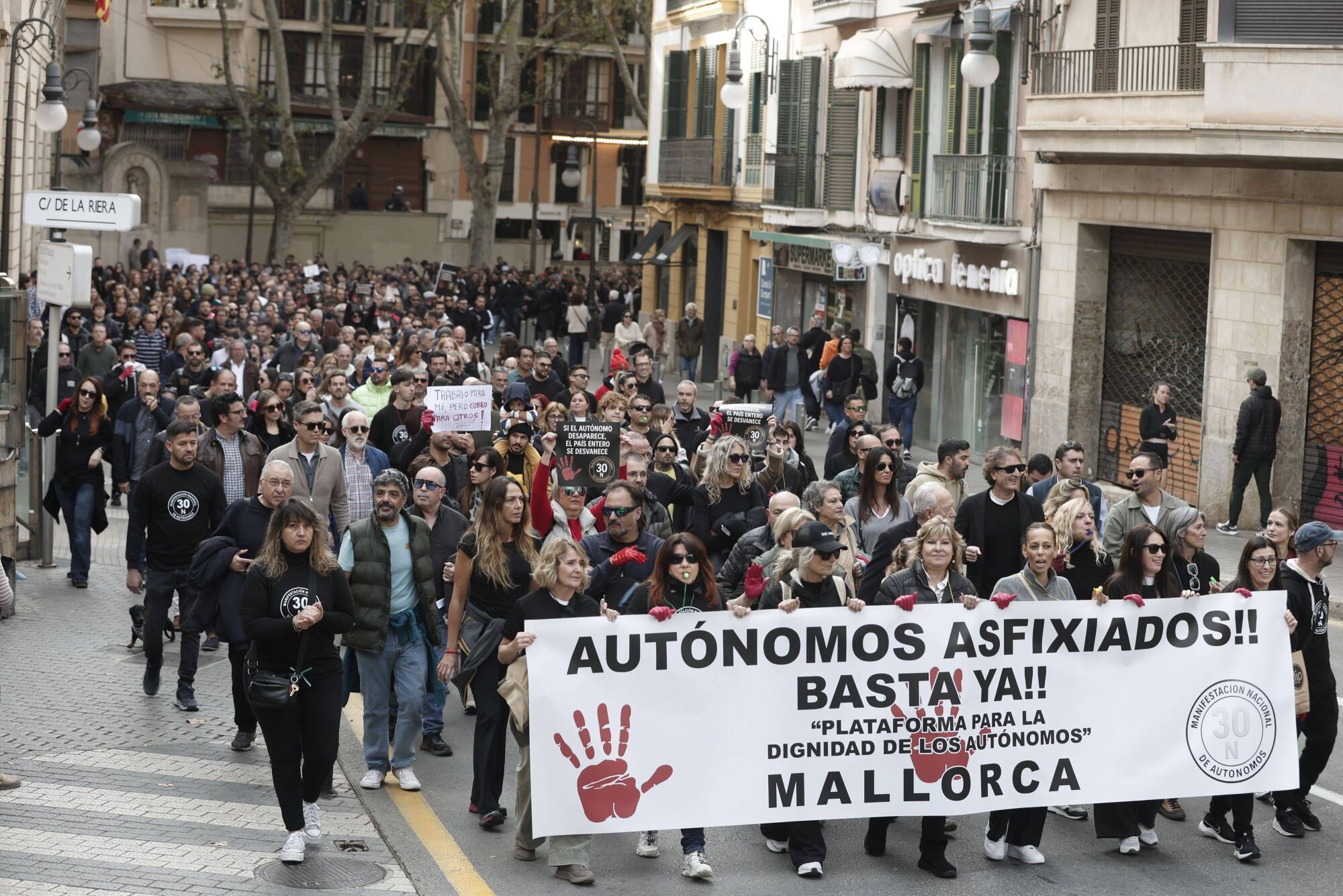 Así ha sido la manifestación de los autónomos en Palma del 30N.