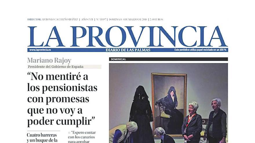 Portada de La Provincia, del mismo grupo que FARO.