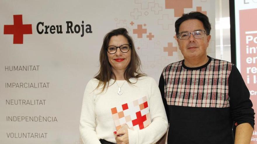 Pilar Millan i Jordi Martori, ahir a la seu de Creu Roja a Girona