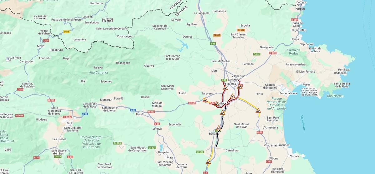 Captura del mapa de l'estat del Trànsit aquest 13 de gener de 2026.