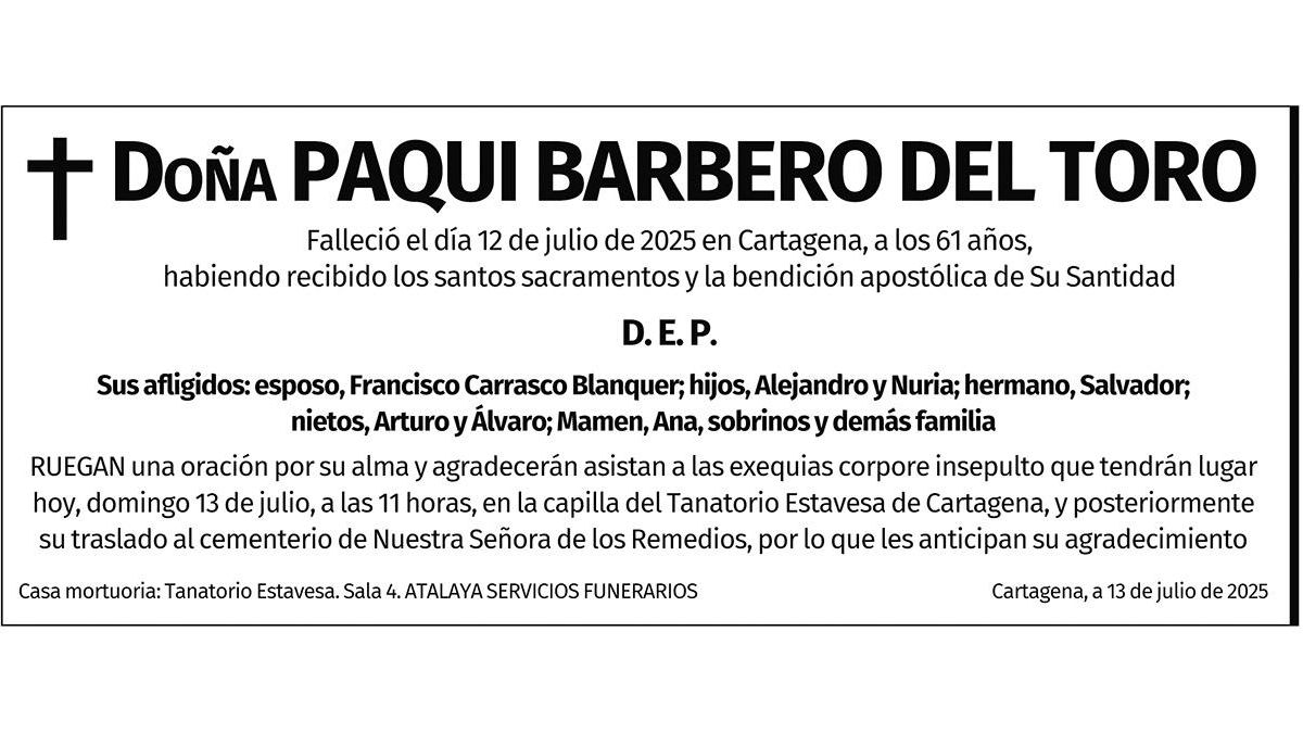 Dª Paqui Barbero del Toro