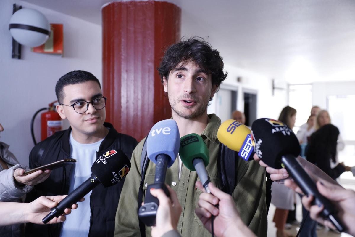 Diego y Félix, esta mañana, en el Miguel Servet.