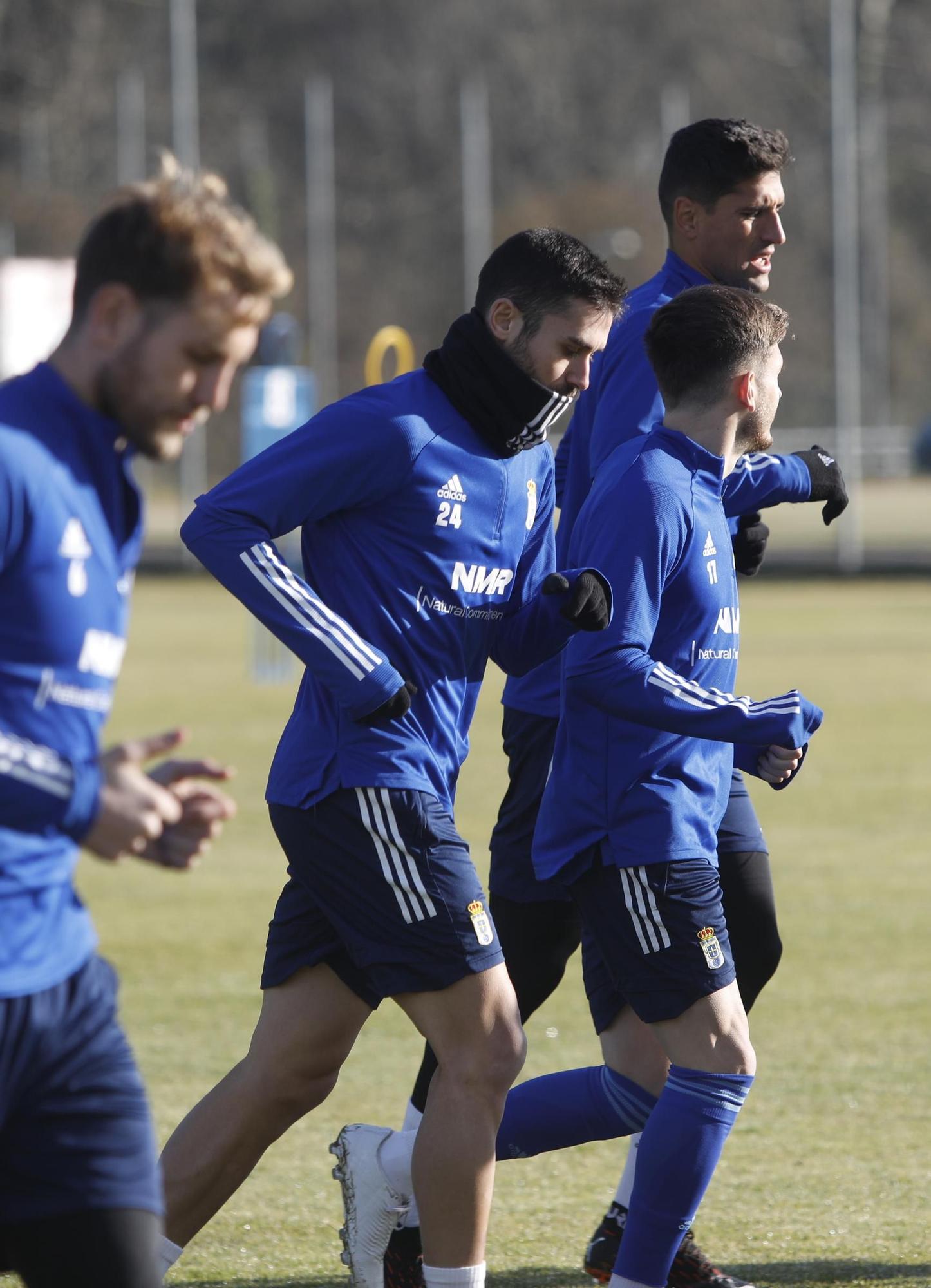 El entrenamiento del Oviedo esta mañana