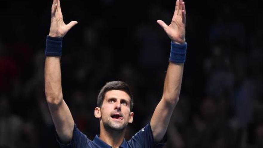 Djokovic tras superar a Thiem en el primer partido del Masters.