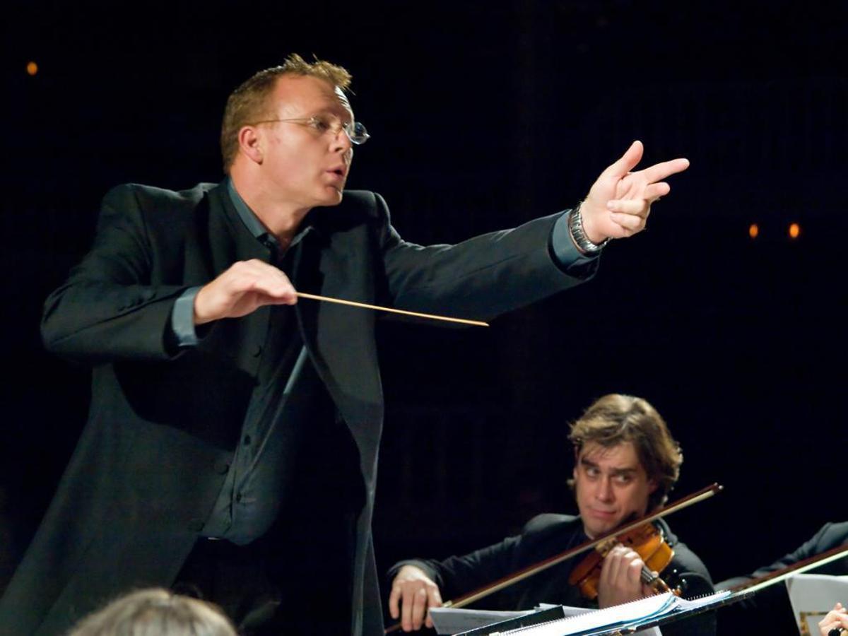 Manuel Ramos, en una imagen de los comienzos de la Orquesta Barroca Valenciana.