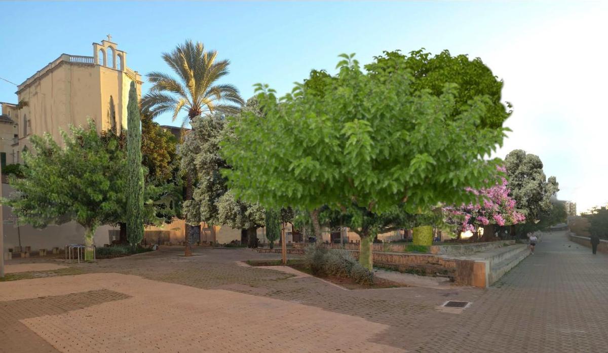 Recreación del jardín urbano que Cort ha diseñado en la plaza Llorenç Villalonga.