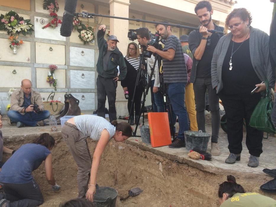 Tareas de exhumación en la fosa de Porreres