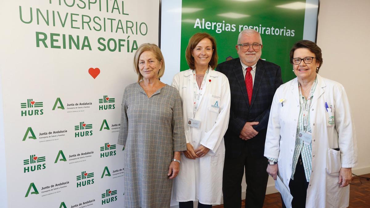 Carmen Galán, Valle García, Rafael Solana y Carmen Moreno en la presentación de la evolución del polen de cara a primavera.