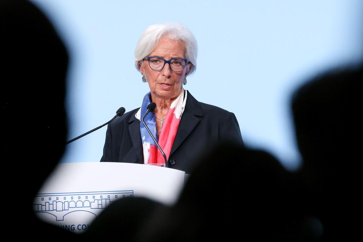 Christine Lagarde, presidenta del Banco Central Europeo, durante una rueda de prensa en Florencia. Foto archivo