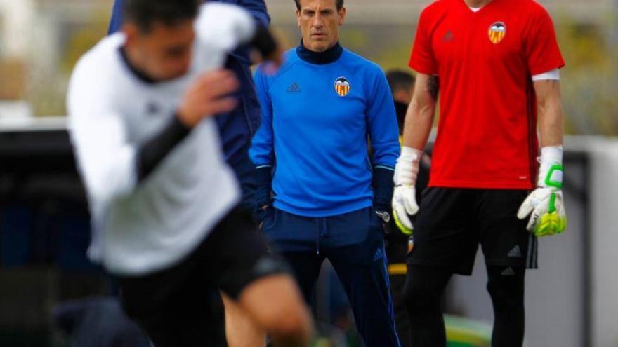 Voro, en el entrenamiento de hoy.