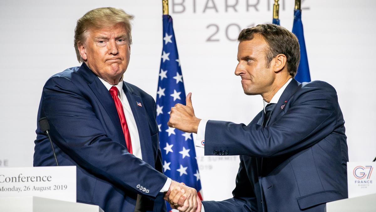 Donald Trump y Emmanuel Macron, durante una cumbre del G7 en Biarritz, en agosto de 2019.