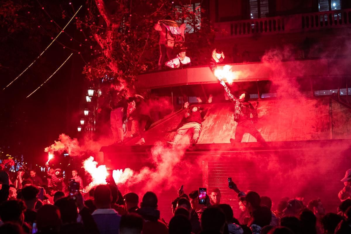 La celebración de la victoria histórica de Marruecos en el centro de Barcelona