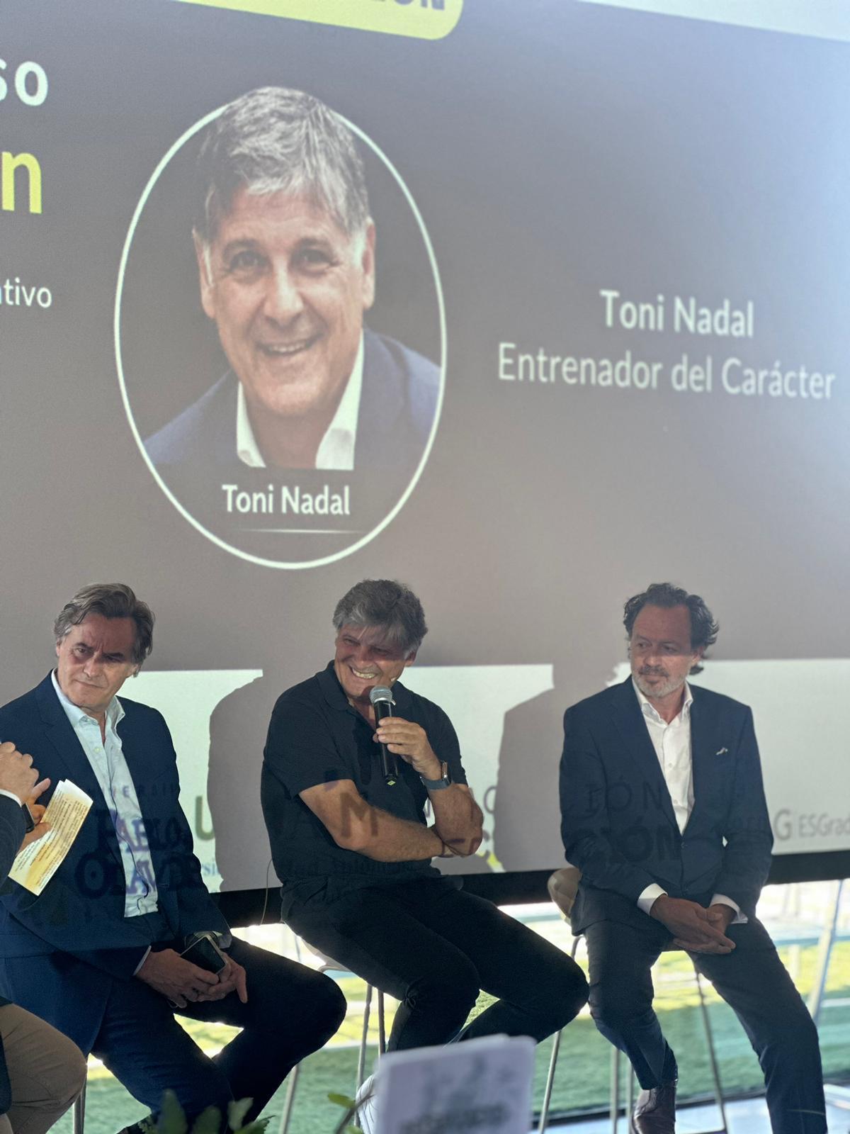 Toni Nadal durante su intervención en el acto de presentación del informe de la Fundación EduAcción y la Universidad Pablo de Olavide.