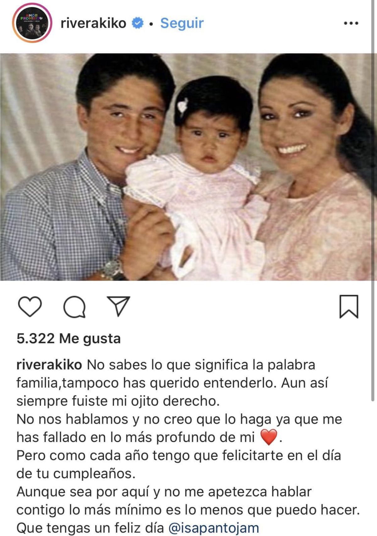 Kiko Rivera felicita a Isa Pantoja por su cumpleaños
