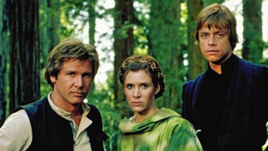 Carrie Fisher junto a Harrison For y Mark Hamill.