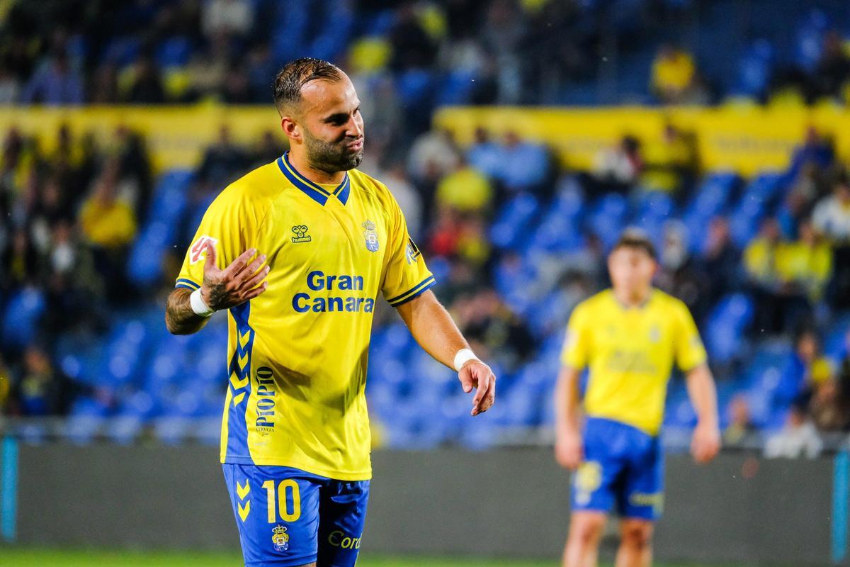 Jesé Rodríguez hace un gesto con la mano tras marcar su seto gol de la temporada ante el Castellón.